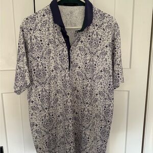 Greyson Navy and White Patterned Polo Shirt